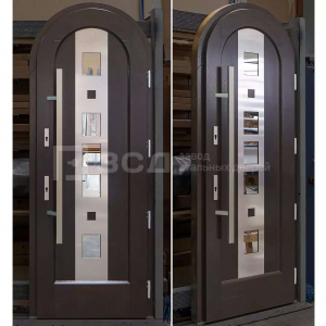 Нестандартная современная дверь МДФ с аркой  в гостиницу - фото